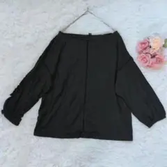 UNIQLO レースT カットソー トップス 7分袖 ブラック M