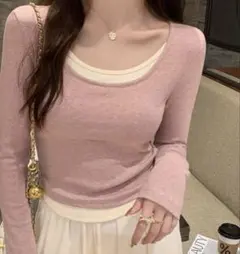 SHEIN ピンク 長袖 Tシャツ