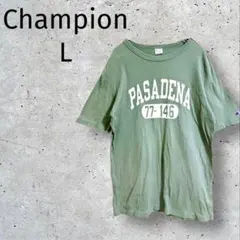 Champion ◆プリントTシャツ グリーン系 L コットン100% 1860