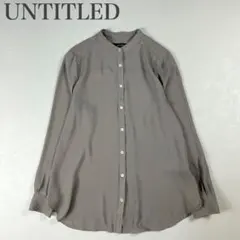 アンタイトル 美品 とろみ バンドカラー ブラウス バックサテン タック 通勤着