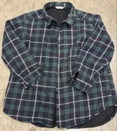 moananu 長袖シャツ グリーン・ネイビーチェック