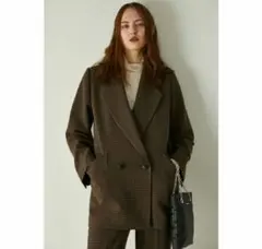 テーラードジャケット・パンツ セットアップ ダークブラウン ダブルブレスト