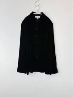 90s シェルボタン ベロアシャツ ブラウス ブラック hooked - メルカリ