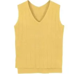 titivate Vネックワイドリブノースリーブニット　イエロー　Lサイズ