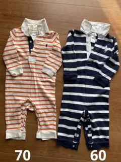 【値下げ】RALPH LAUREN ラルフ　カバーオール　ボーダー　60 70