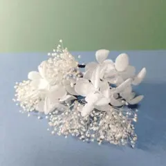 ホワイト花飾りセット 卒業式 成人式 かすみ草 アジサイ 小サイズ