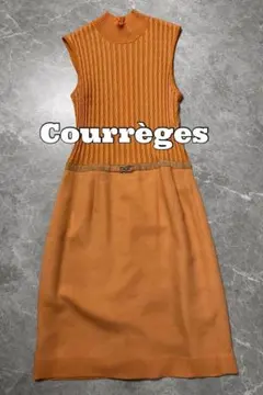 Courrègesクレージュ❤︎オレンジニットノースリーブ ワンピース春夏ロゴあり