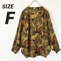 ヴィンテージ レトロ ブラウス 総柄 幾何学柄 ボタン 日本製 ゆったり フリー