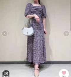 美品!スナイデルSNIDELレーヨンパフプリントワンピース.ブラック✕ピンク.S