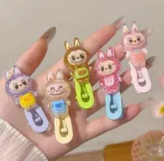 ラブブ　らぶぶ Labubu 前髪クリップヘアピン ヘアクリップ5個セット