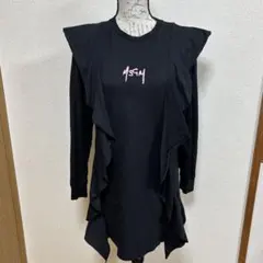 【人気】MSGM エムエスジイエム　ワンピース　フリル　刺繍ロゴ　長袖　ブラックのサムネイル