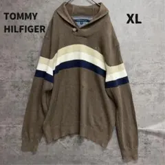 トミーヒルフィガー ベージュ カジュアルボーダー ニット XL【7097】