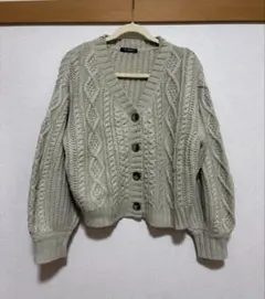 ダブルクローゼット　ざっくりニット編み　カーディガン　Fサイズ　Vネック