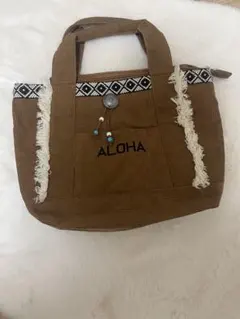 ALOHAフリンジ付きブラウンコーデュロイトートバッグ