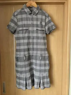 キャロウェイ　グレー系チェック 半袖ワンピース