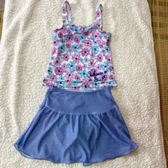 西松屋 キッズ 水着 セパレート 120 花柄 デニム風 女の子 スイミング