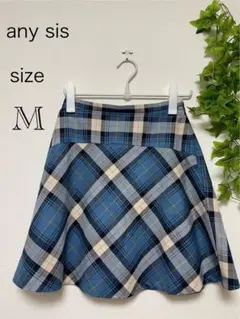 * エニィシィス スカート ミニスカート フレア チェック ブルー M 春夏のサムネイル