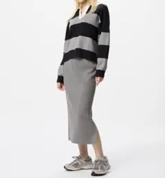 UNIQLO スムースコットンブレンドスカート S グレー