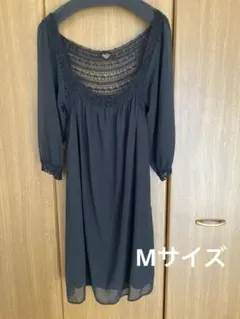 七分丈 チュニック ワンピース　黒　レディース　Mのサムネイル