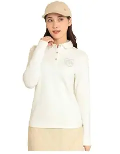 ホワイト 長袖ポロシャツ Lサイズ