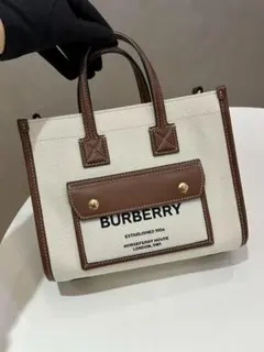 BURBERRY トートバッグ ホワイト/ブラウン~~~