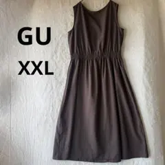 美品 GU XXL ブラウン ロングワンピース（ノースリーブ）のサムネイル