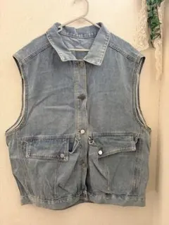 ライトブルー デニムノースリーブベスト