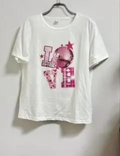 LOVEプリントTシャツ　白　Y2K 平成 ギャル ピンク