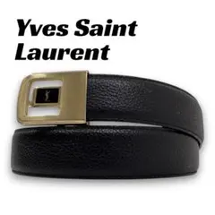 美品】イヴサンローラン ベルト メッシュ ロゴ YSL ゴールド ブラック