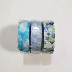 マスキングテープ 3種セット ブルー系 花柄
