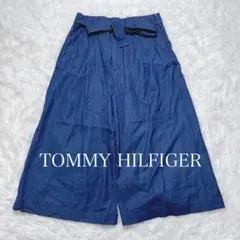 TOMMYトミーヒルフィガー デニム Mガウチョパンツワイドリボンウエストベルト
