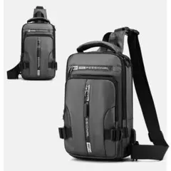 ワンショルダーバッグ ボディバッグ 大容量 4way グレー