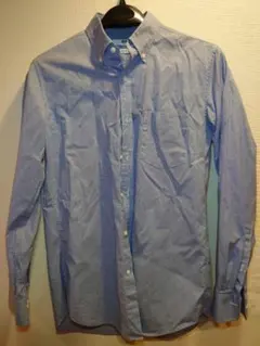 美品ユニクロ UNIQLO スリムフィット シャツ M ギンガム　ブルー 長袖