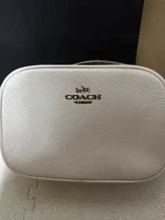 COACH キルティング2WAYバニティバッグ ホワイト ゴールド ポーチ 