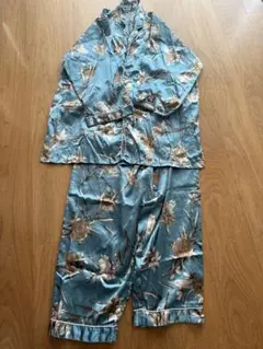 花柄ルームウェア 青色 2点セット