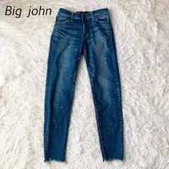 ビッグジョン スキニーデニム (S) ペイント加工 ダメージ 日本製 ストレッチのサムネイル