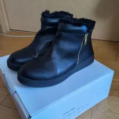 GLOBAL WORK ブラックファーショートブーツ 24.5cm