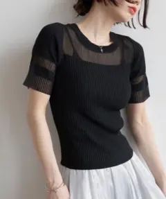 VACANCY シアー切替リブトップス