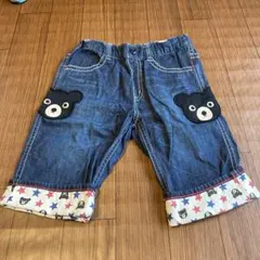 ミキハウス ダブルB クマ刺繍デニムハーフパンツ 130cm