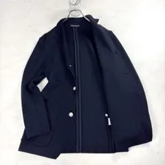 トゥモローランド ニットテーラードジャケット 銀ボタン ウール 紺 M