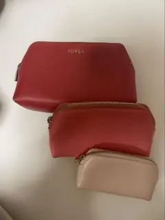 難あり　フルラ　ポーチ　3点セット　コーラルピンク　ライトピンク　ベージュ