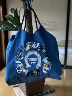 刺繍 ナイロン バッグ 馬 トートバッグ エコバック◆ショルダーストラップ付き
