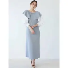 LAGUNAMOON ビッグカラードッキングニットワンピース（アイスブルー）