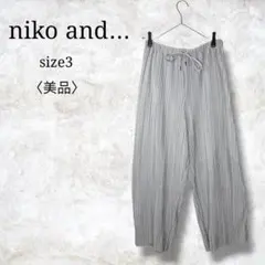 美品✨【ニコアンド】プリーツワイドパンツ　イージーパンツ　グレー　3