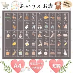 あいうえお表　おしゃれ　知育　ブラウン