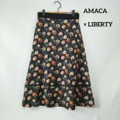 AMACA × LIBERTYコラボ　花柄 フレアロングスカート　（38）