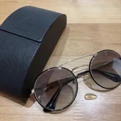 PRADA プラダ SPR51S ダブルブリッジ ラウンド サングラス グレー