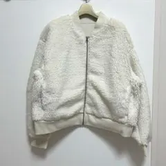 【新品未使用品】UNIQLO防風リブブルゾン　ホワイトボア ジップアップ