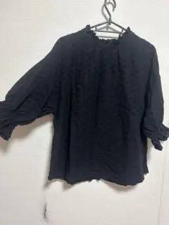 フリルネックブラウス