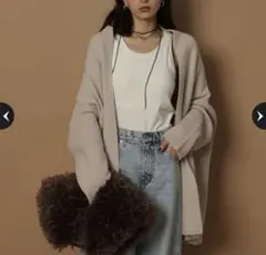 新品タグ付き❗️ブークレトッパーニットコートアルページュストーリー Arpege storyブークレトッパーニットコート 白 S